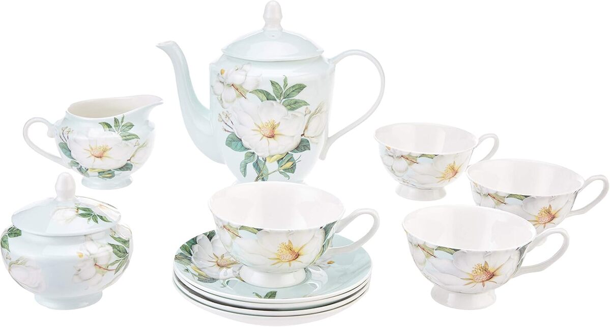 Avis sur le service à thé 11 pièces Gracie Bone China bleu blanc magnolia
