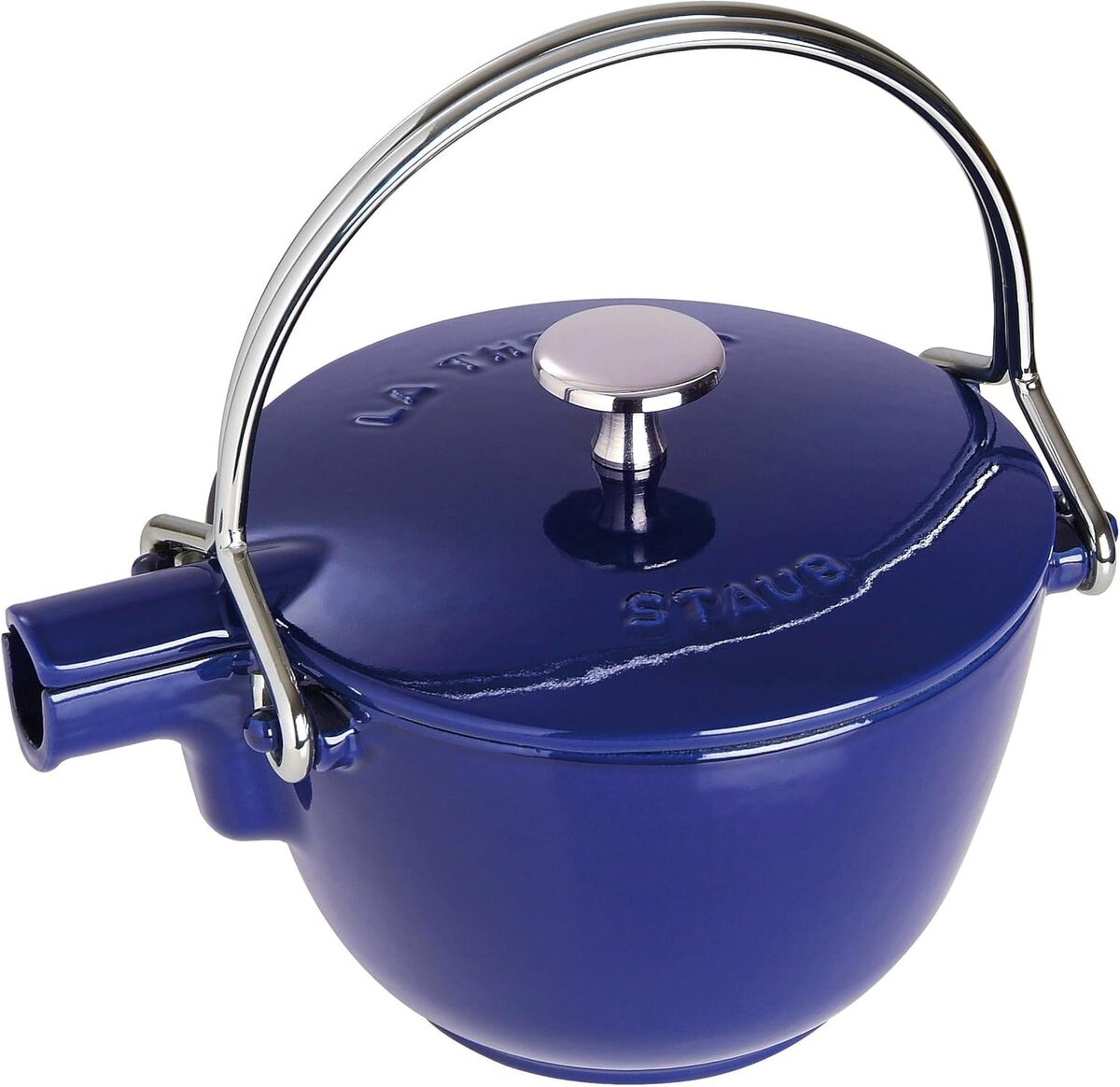 Test de la théière en fonte STAUB 21 cm, bleu intense