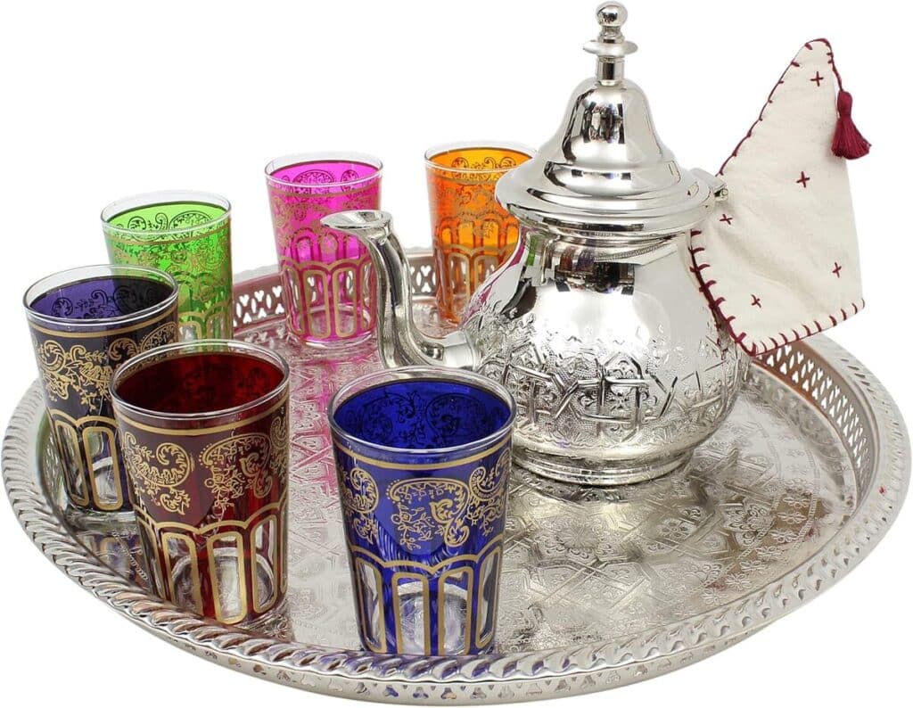 Avis sur l'ensemble théière marocaine extra large avec verres multicolores