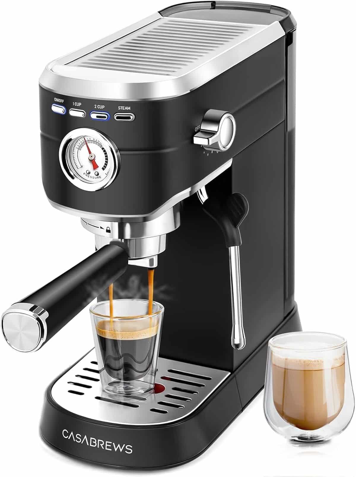 Test de la cafetière expresso Casabrews 20 Bars avec manomètre et buse vapeur
