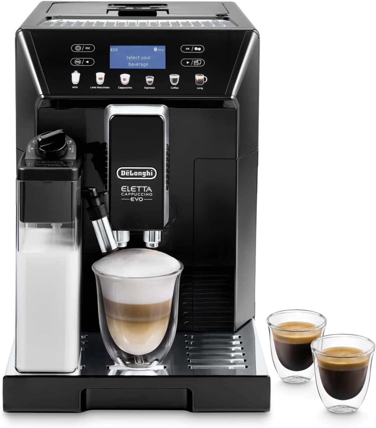 Test : machine à café à grains De'Longhi Eletta Evo ECAM46.860.B, performance tactile en noir