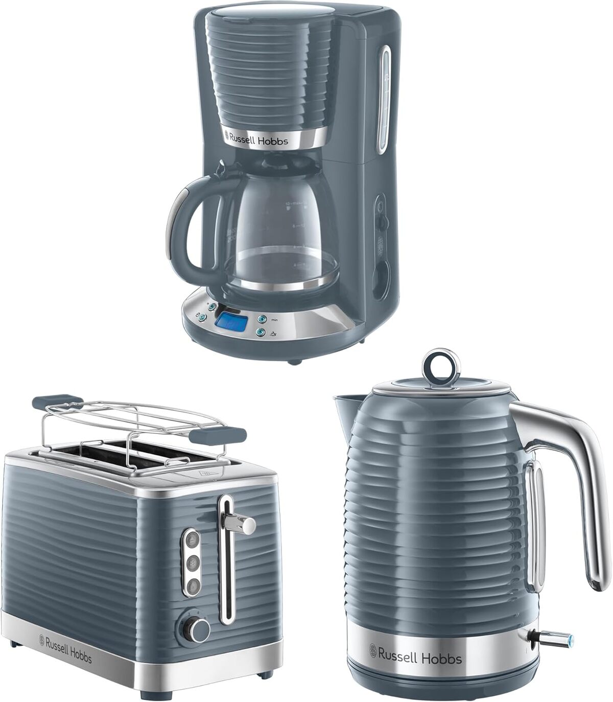Test trio Russell Hobbs: cafetière, grille-pain et bouilloire design