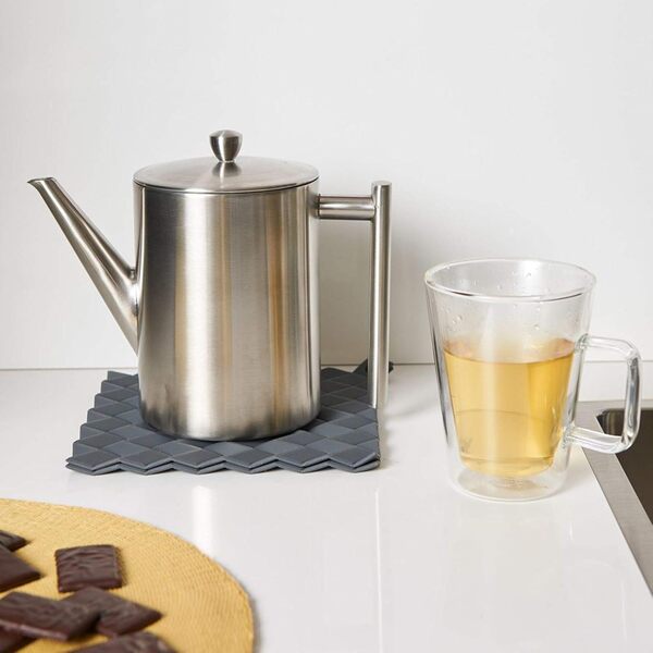 Bredemeijer 3151MS / Minuet Cylindre Théière Acier brossé mat 1.2 l, Argenté.