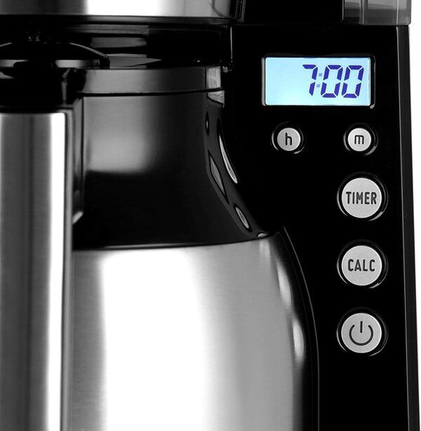 Melitta Cafetière à Filtre avec Verseuse Isotherme, Fonction Timer, Sélecteur d’Arôme, Noir/Acier Brossé, Look Therm Timer, 1011-16