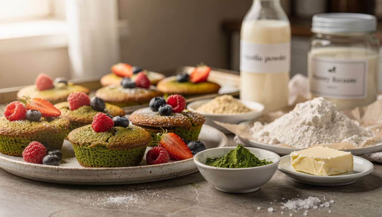 Recette de financiers au thé matcha et fruits rouges
