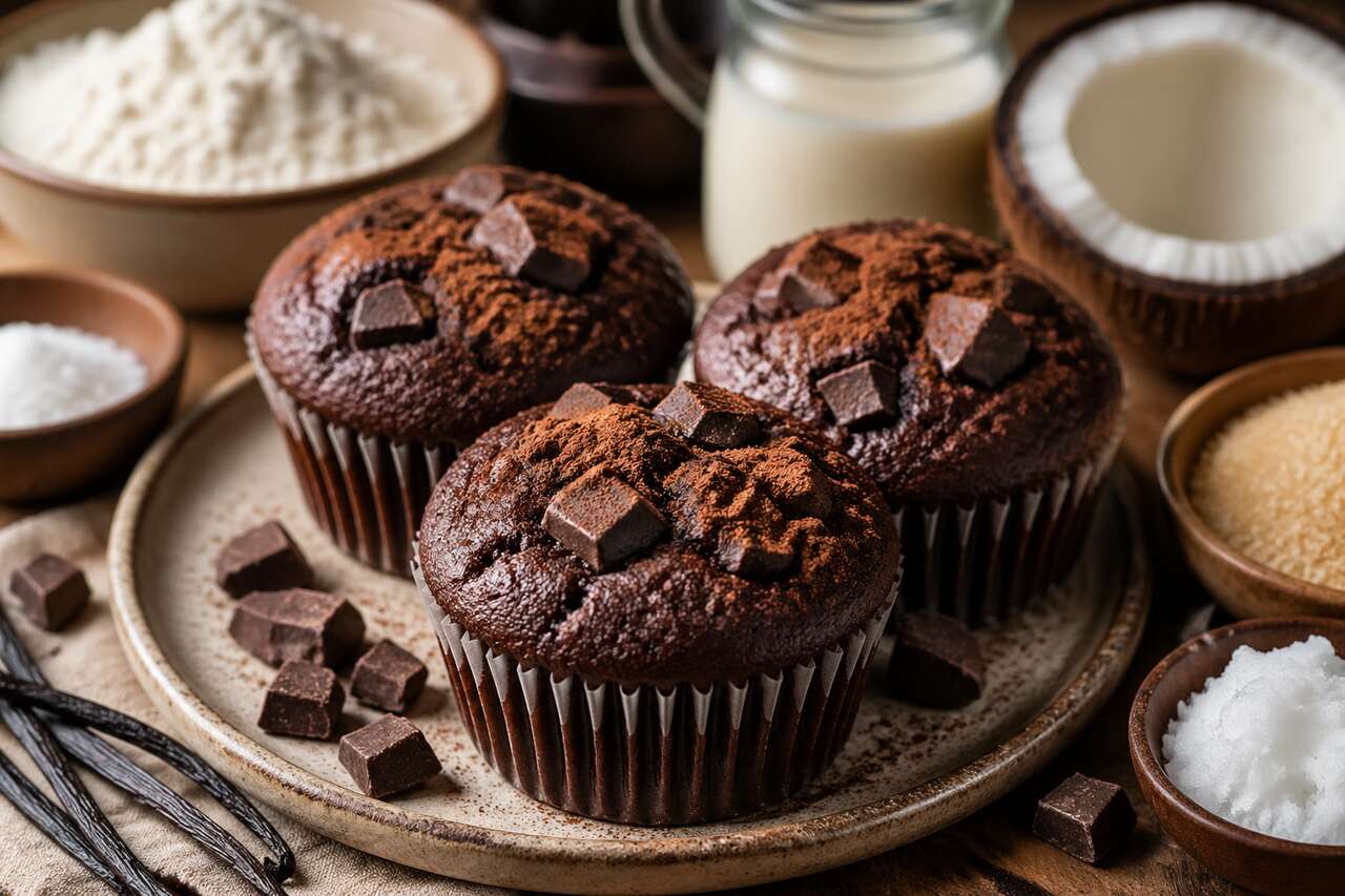 Recette de muffins au chocolat noir végétaliens et sans gluten