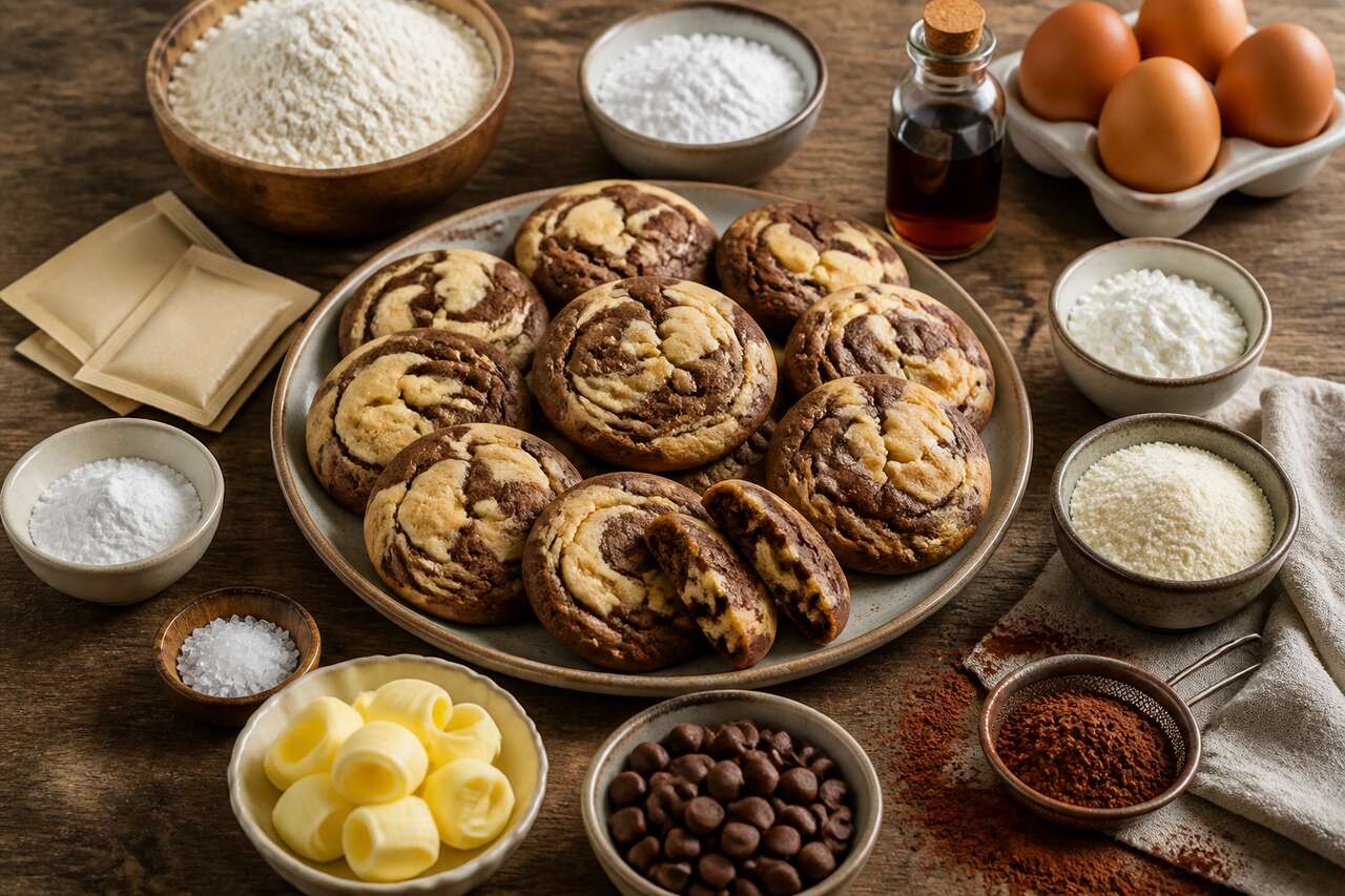 Recette de biscuits marbrés au chocolat au lait et vanille