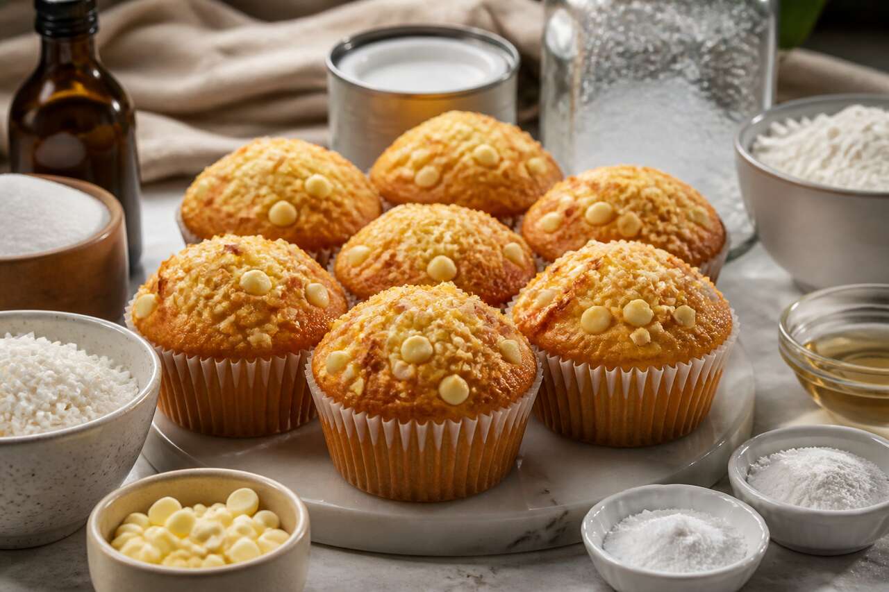 Muffins au chocolat blanc et coco : la recette facile fait maison