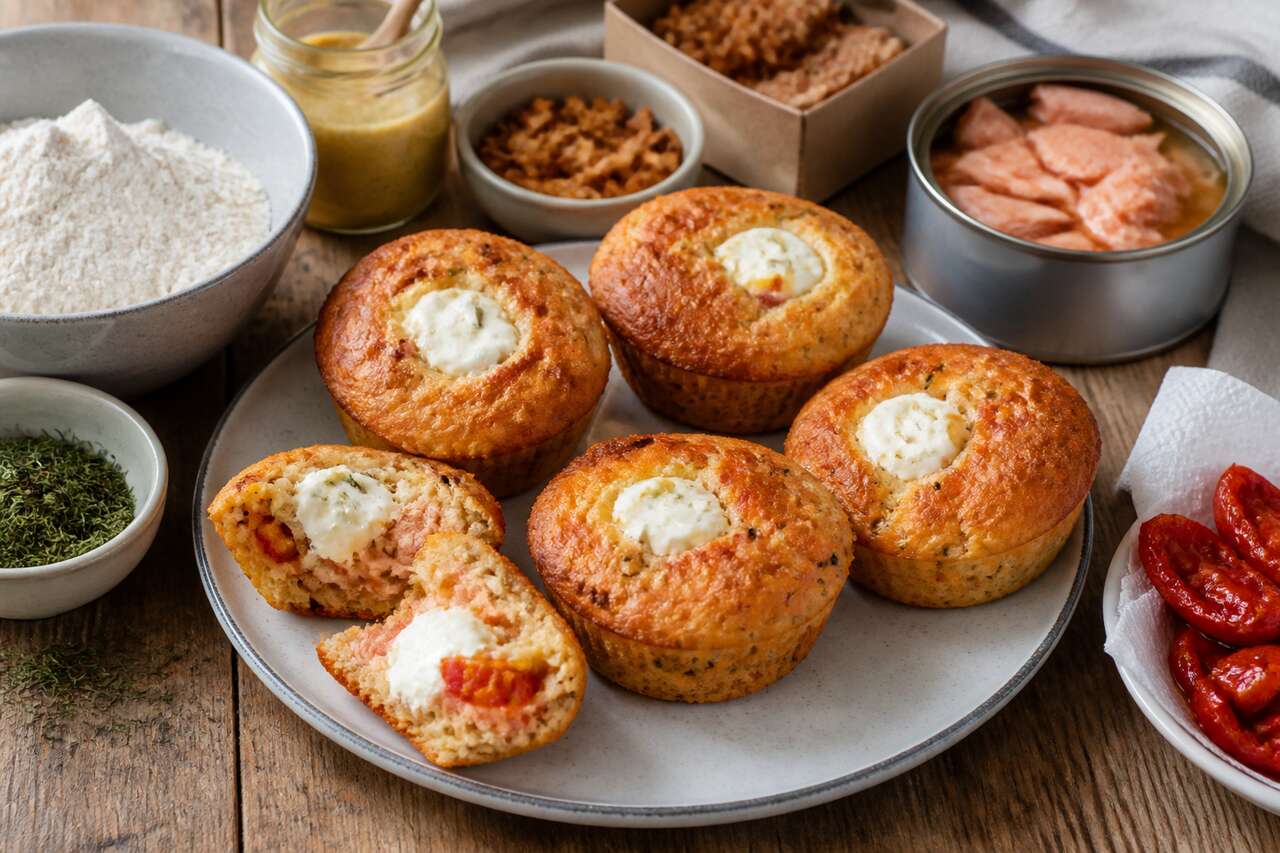 Recette facile de muffins au saumon et tomates cerise surprise