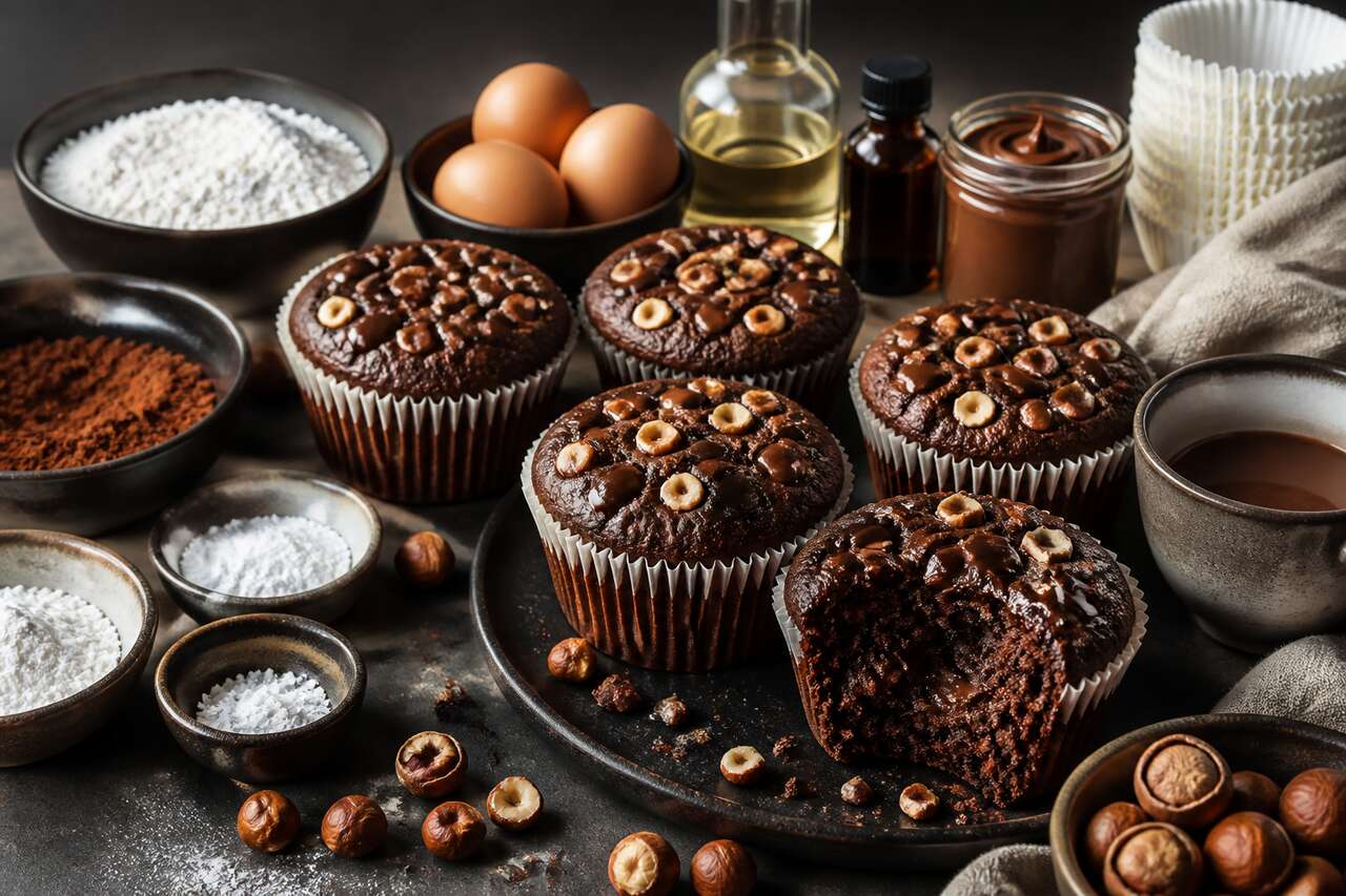 Recette facile de muffins au chocolat et noisettes