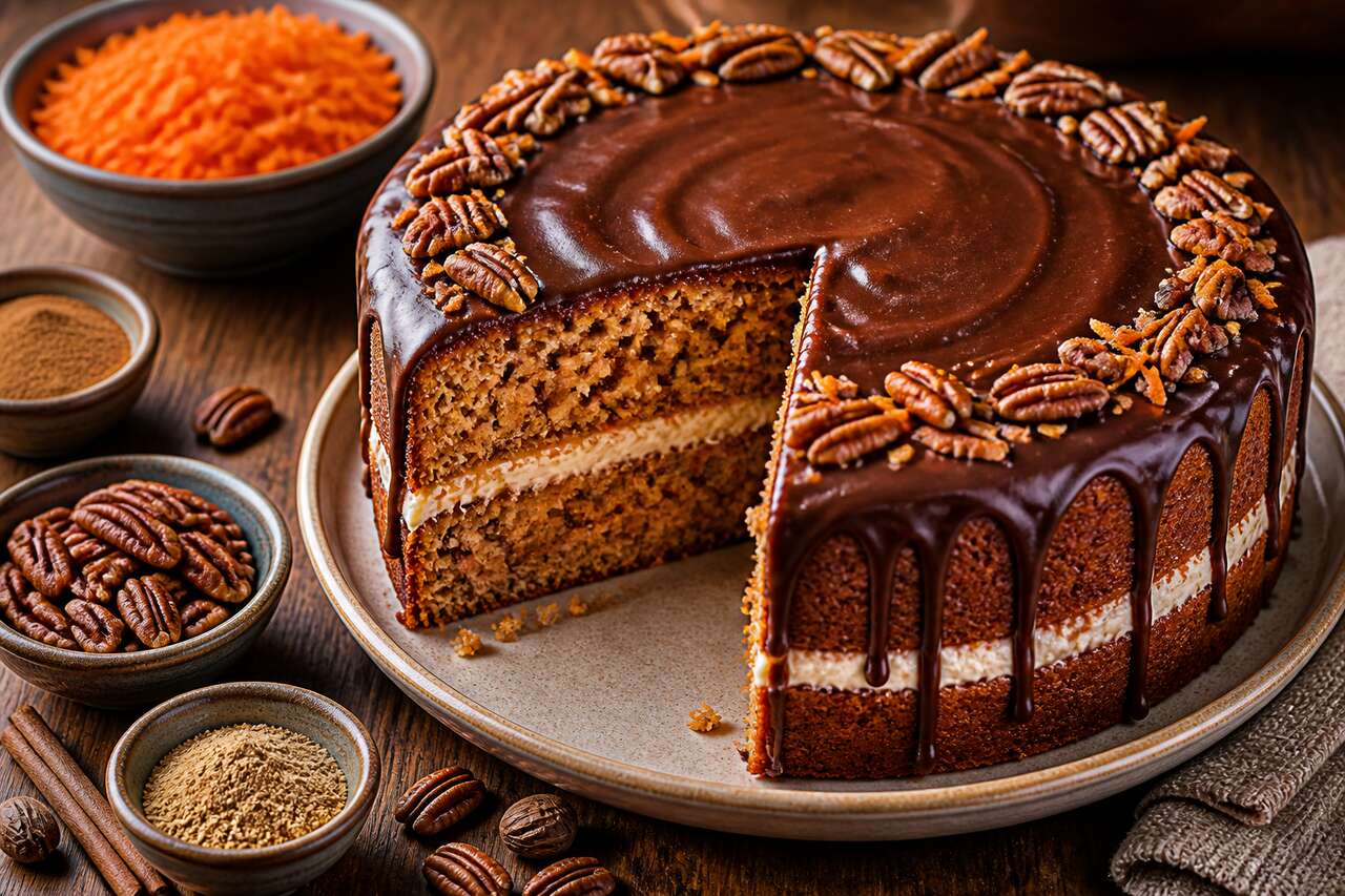 Recette du carrot cake nappé au chocolat