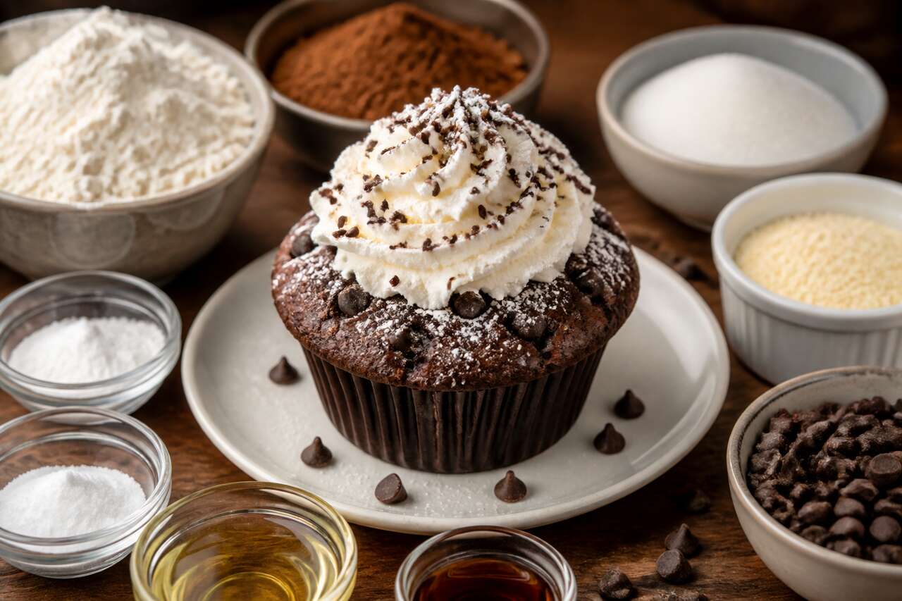 Recette de muffin au chocolat et crème chantilly