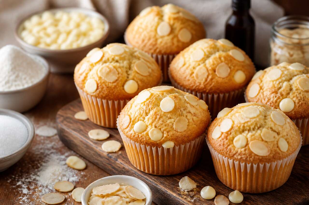 Recette facile de muffins au chocolat blanc et amandes