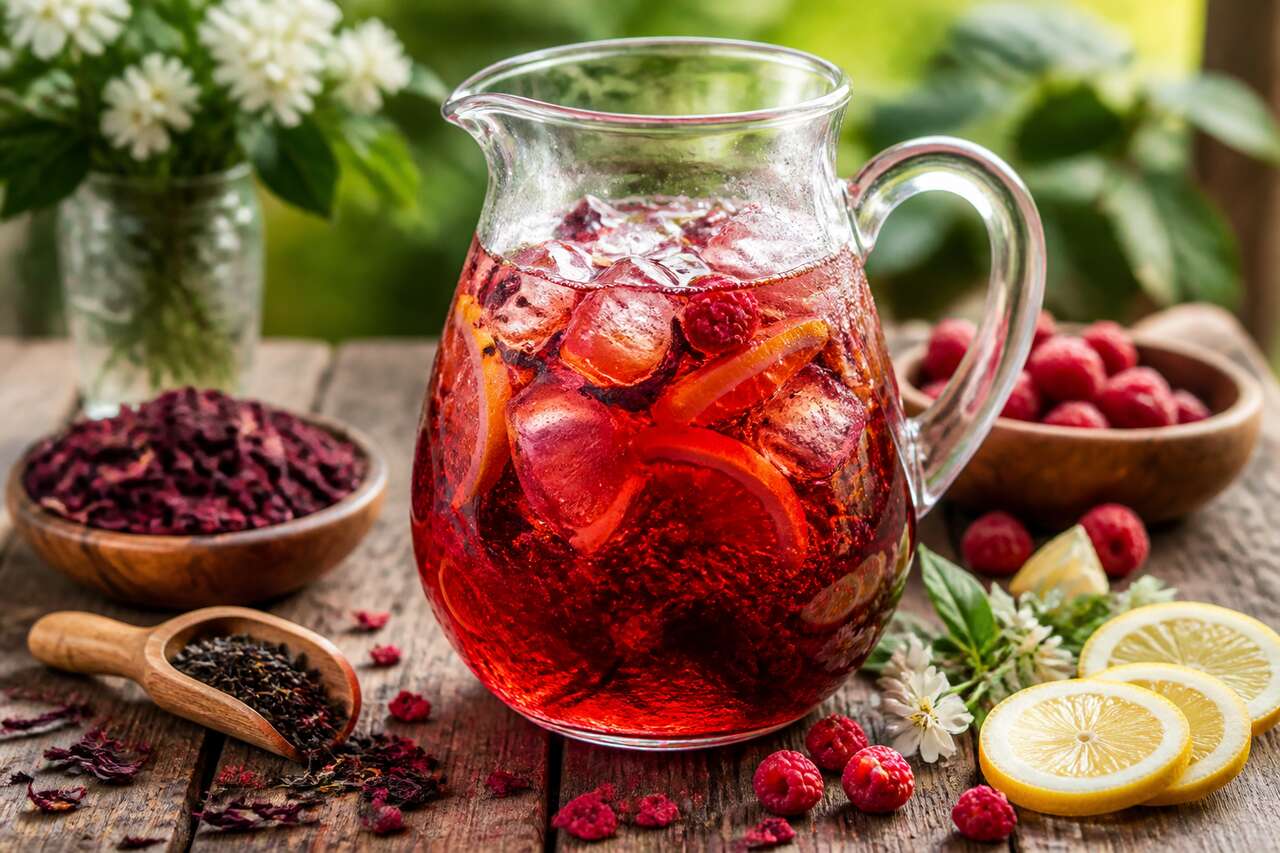 Recette de thé glacé Earl Grey à l'hibiscus, fleur d'oranger et framboises