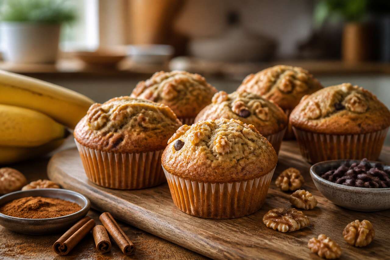 Recette facile de muffins à la banane et aux noix