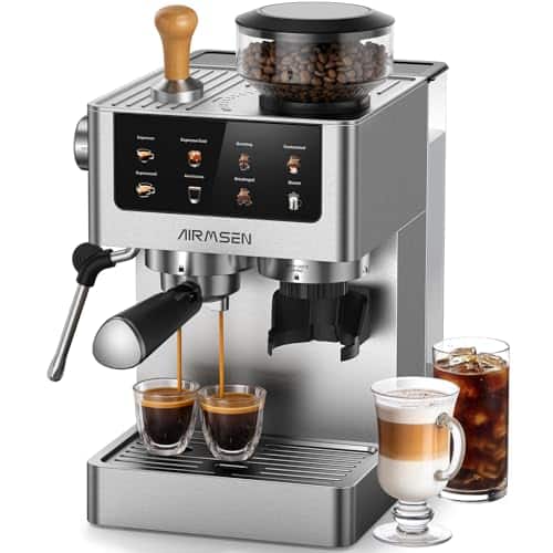 Test : espresso machine AIRMSEN avec mousseur et écran tactile