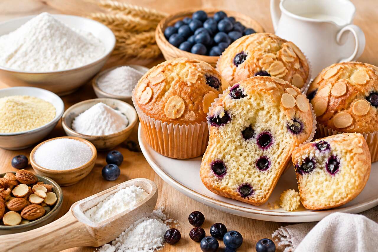 Recette de muffins aux myrtilles et aux amandes