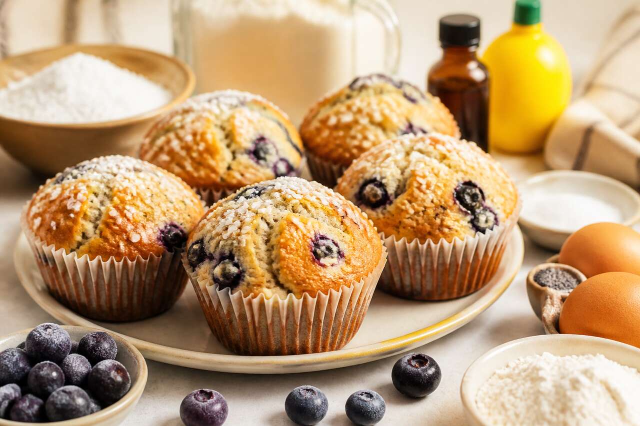 Recette de muffins aux myrtilles et pavot