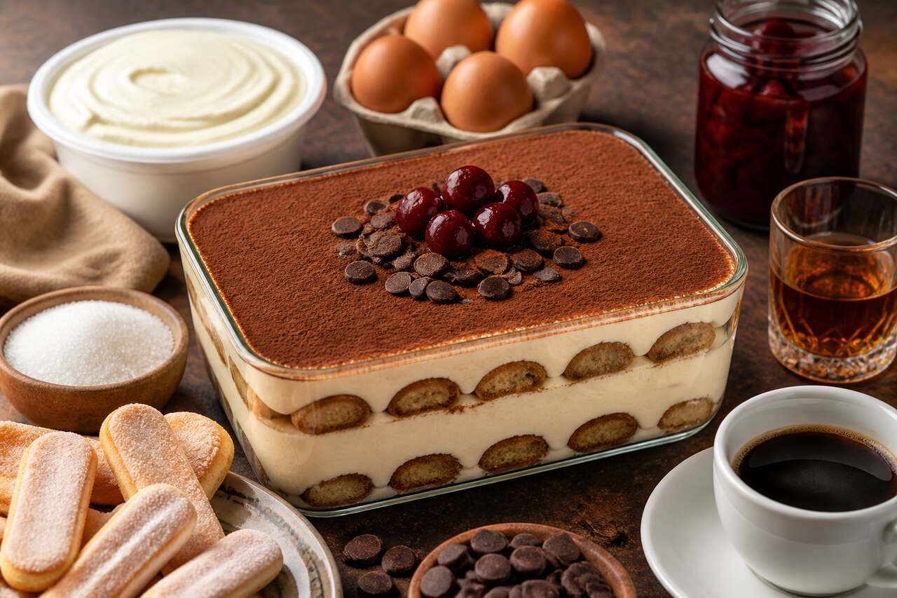 Recette du tiramisu aux biscuits et cerises à ma façon