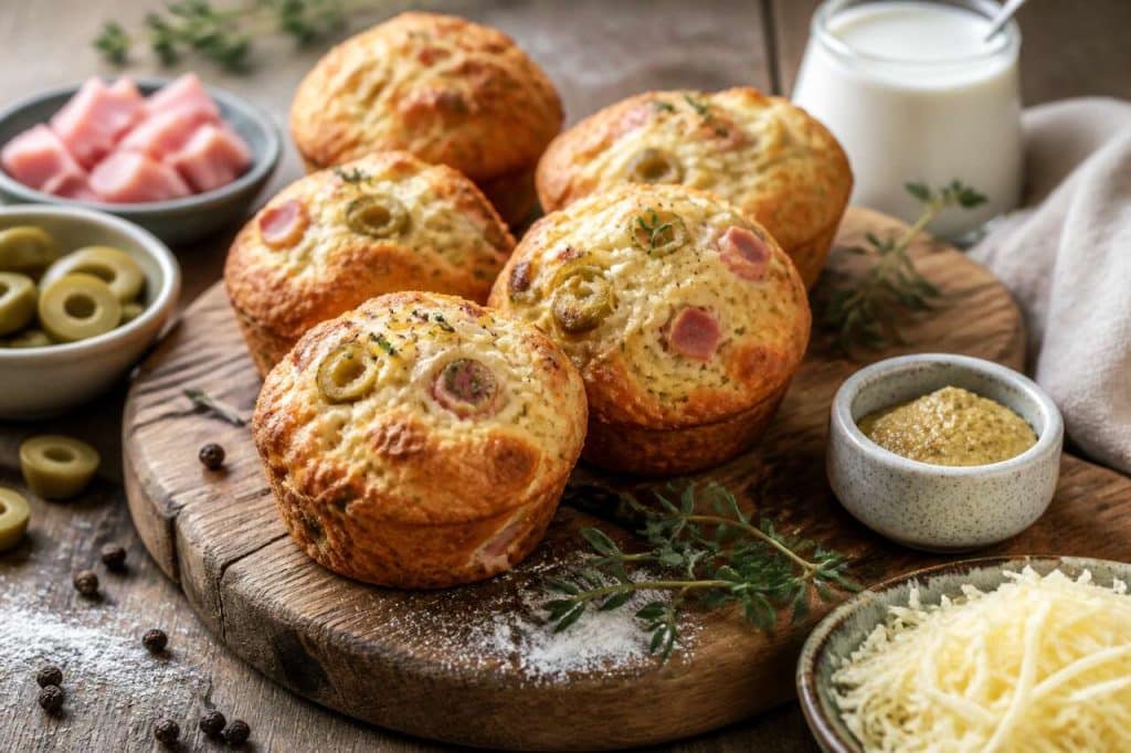 Recette de muffins au jambon, yaourt et olives vertes maison