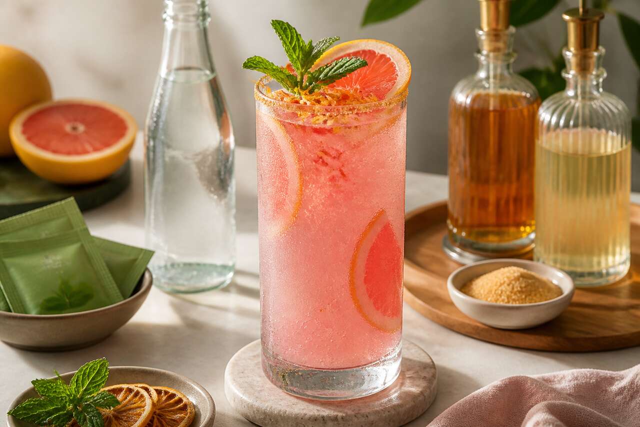 Recette de cocktail au pamplemousse et thé vert sans alcool