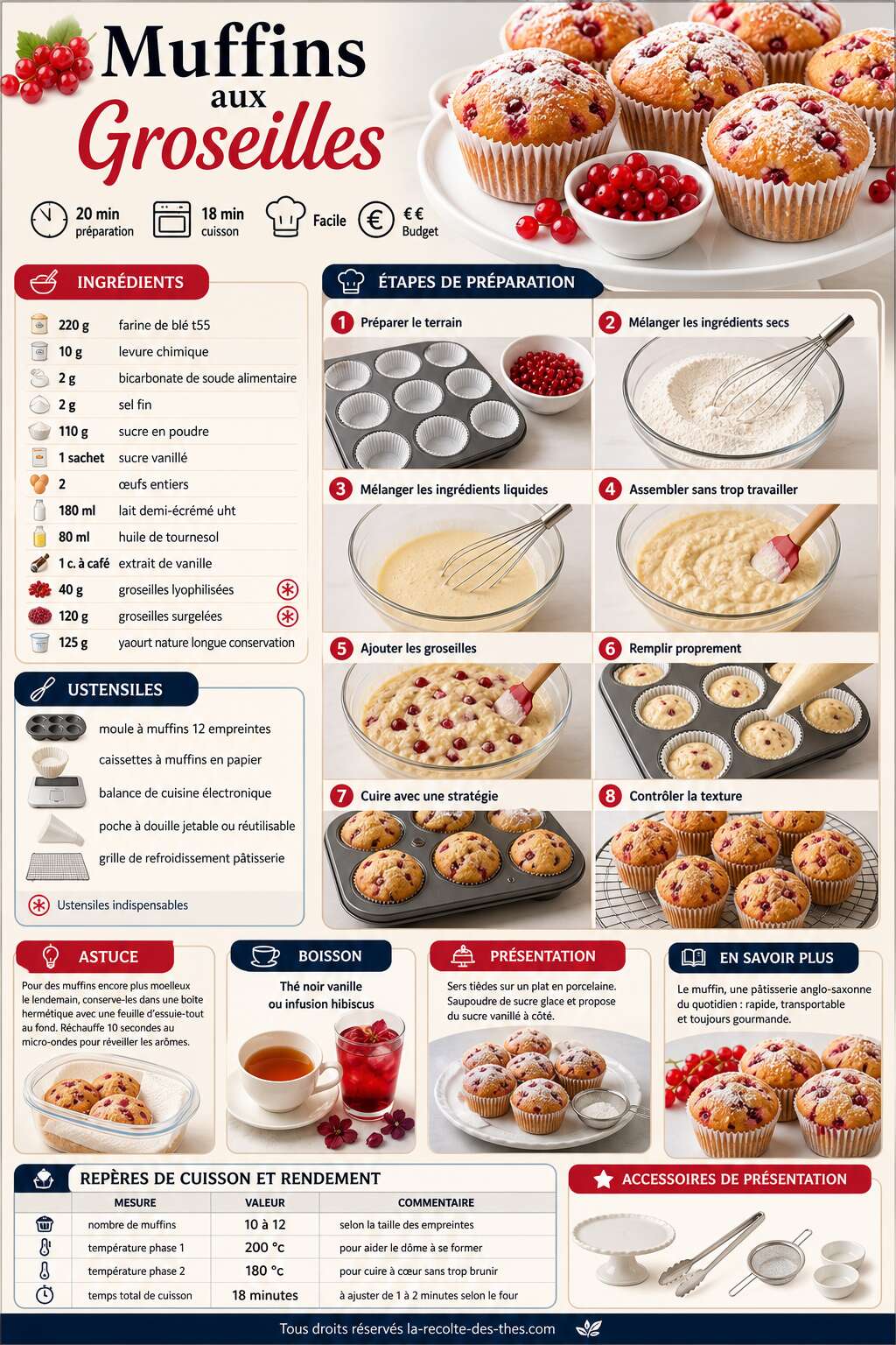 Fiche recette Recette facile de muffins aux groseilles