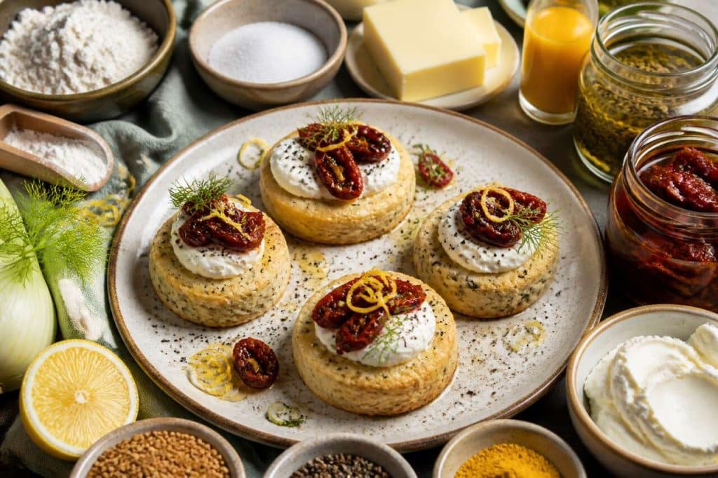 Recette de biscuit sablé au fenouil confit, tomates et crème légère