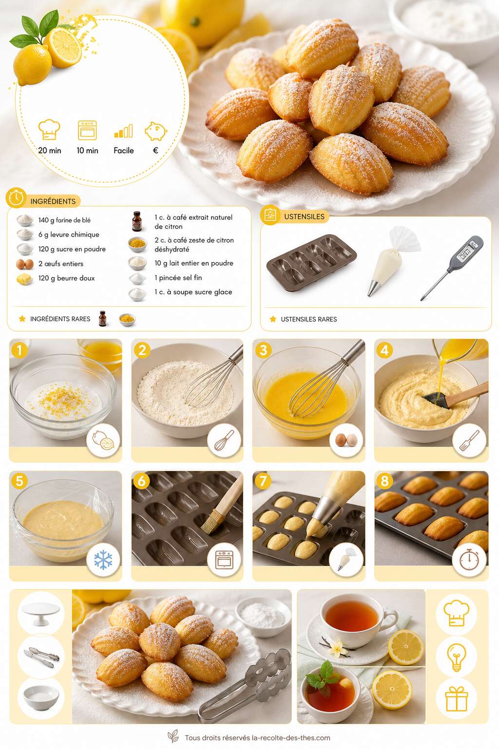 Fiche recette Recette facile de mini madeleines au citron