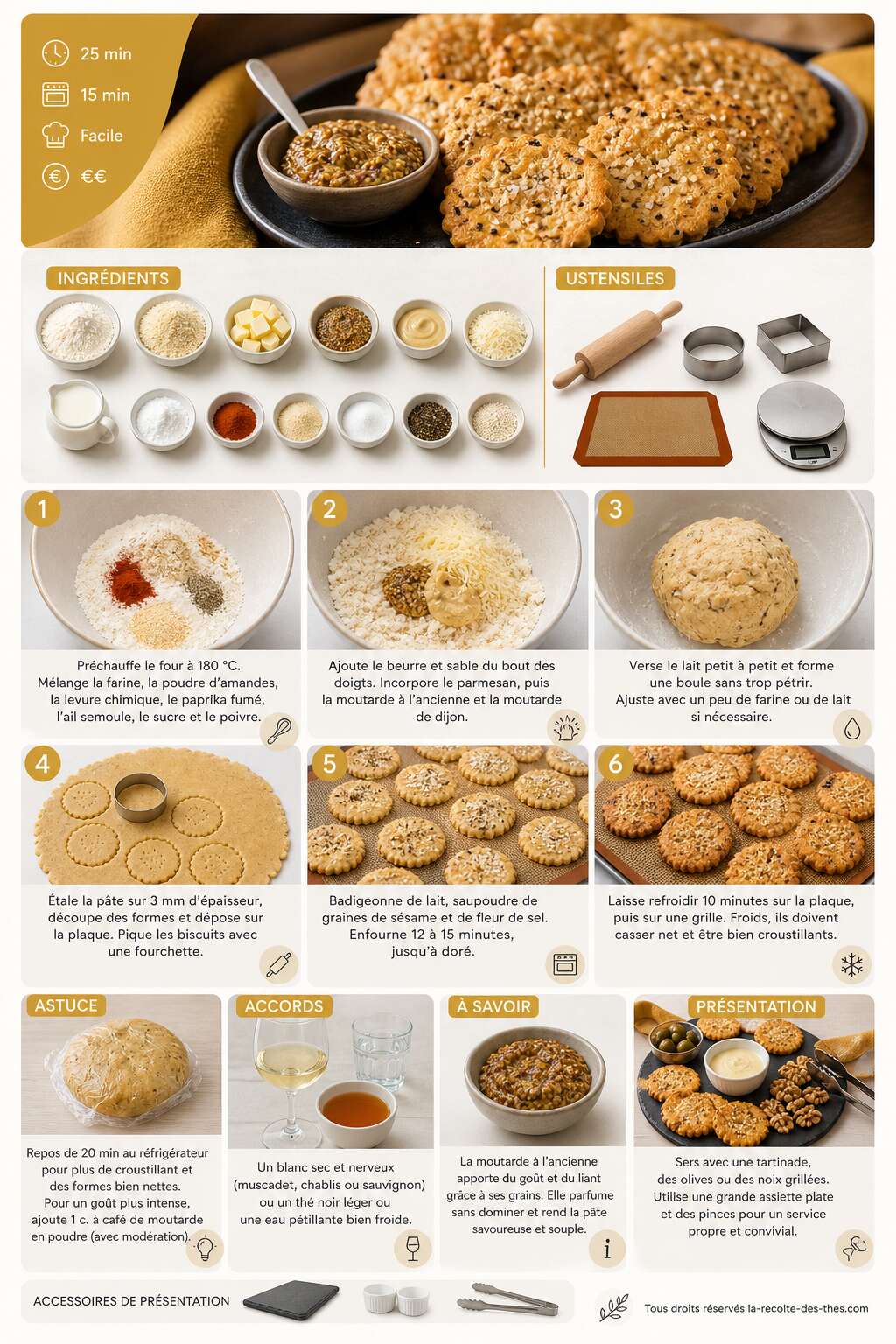 Fiche recette Recette de biscuits sal&eacute;s &agrave; la moutarde &agrave; l'ancienne