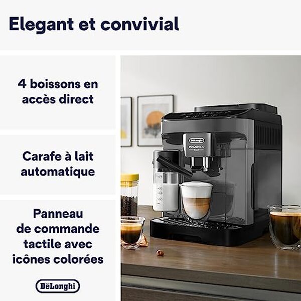 Découvrez notre test complet de la machine à café automatique De'Longhi Magnifica Evo avec mousseur LatteCrema : performances, prix et avis utilisateurs