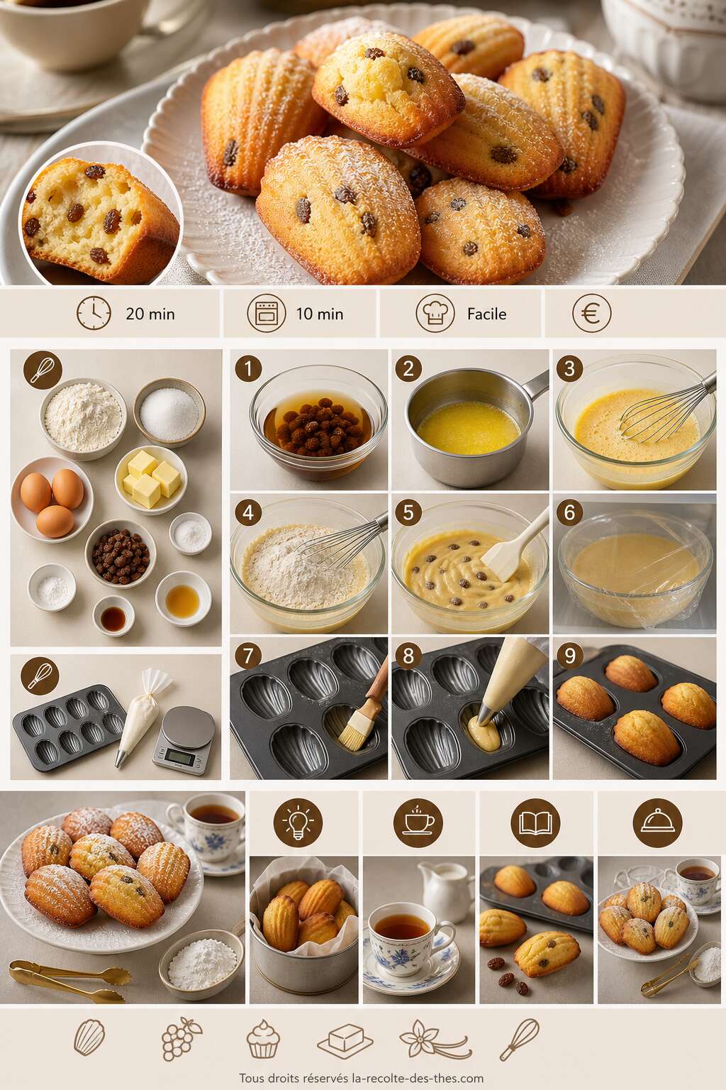 Fiche recette Madeleines aux raisins secs de ma grand-m&egrave;re : la recette moelleuse et facile