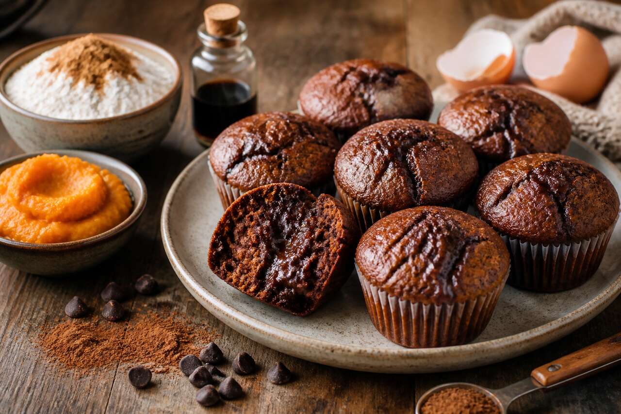 Recette de muffins à la patate douce et au chocolat