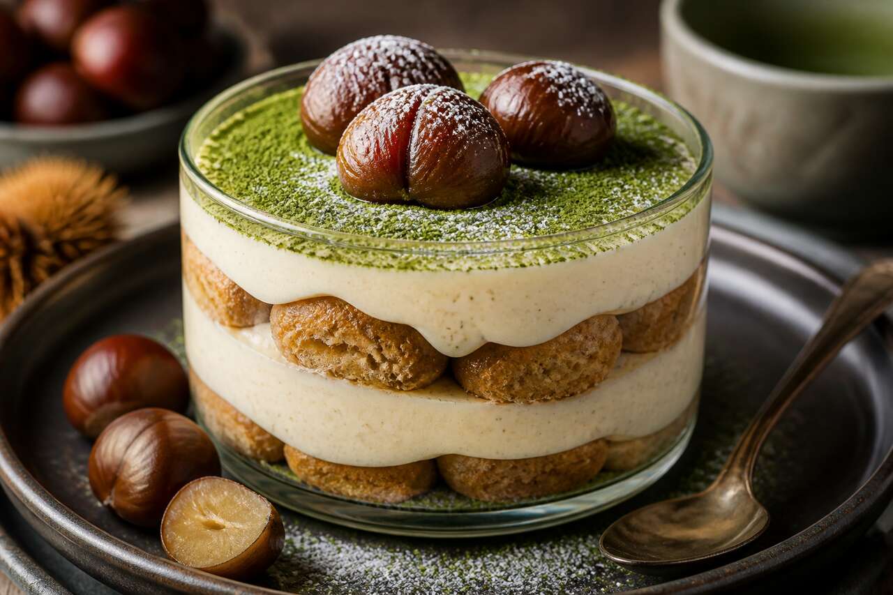 Tiramisu au thé matcha et crème de marron maison : la recette gourmande