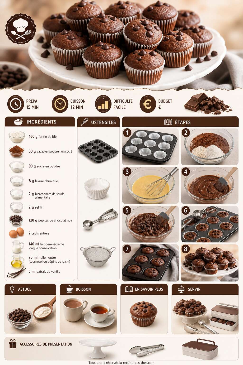 Fiche recette Recette facile de mini muffins au chocolat