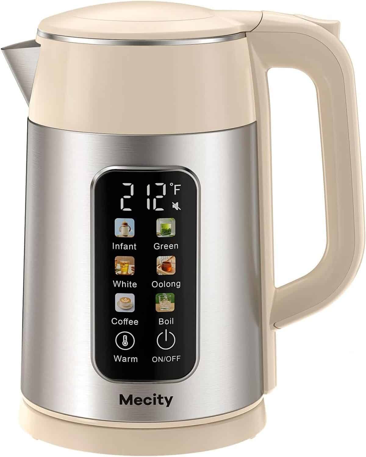 Test : bouilloire électrique Mecity 1, 7 l, acier inoxydable et 6 réglages