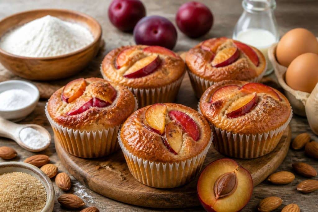 Recette de muffins moelleux aux prunes rouges