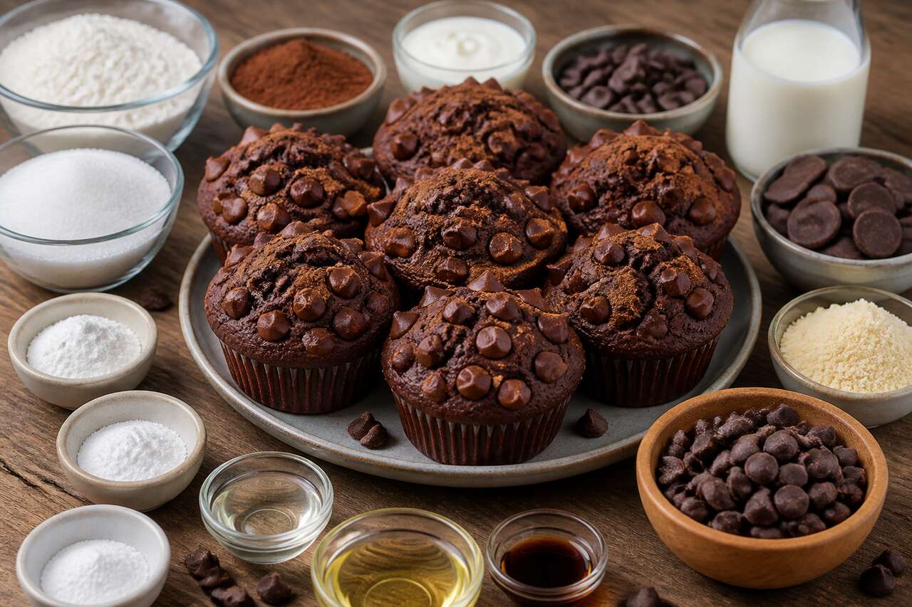 Recette de muffins double chocolat moelleux et gourmands