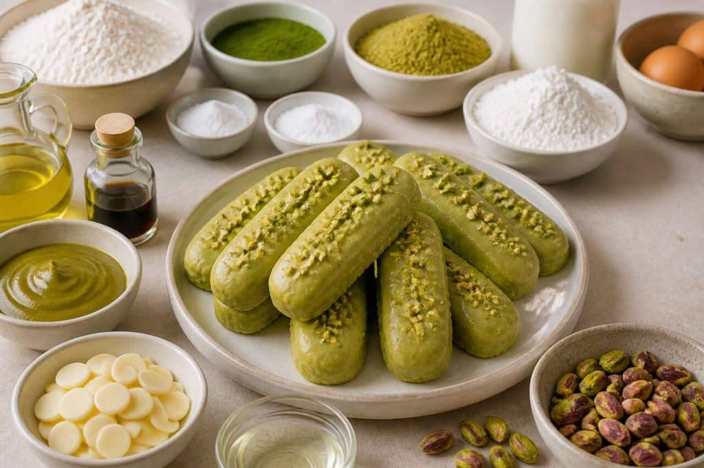 Recette de fingers moelleux à la pistache et au thé matcha