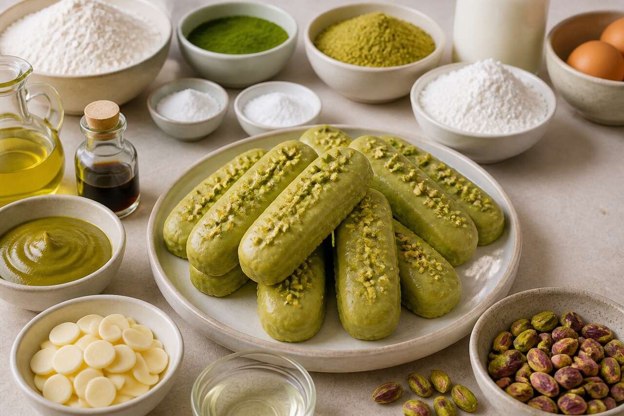 Recette de fingers moelleux à la pistache et au thé matcha
