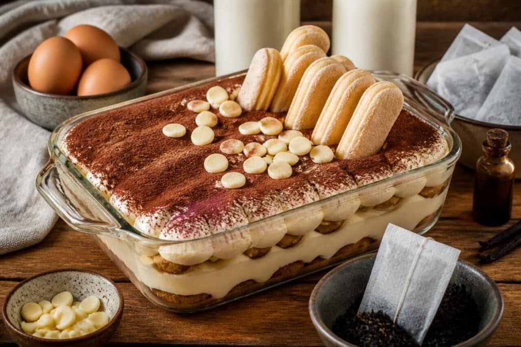 Recette de tiramisu au chocolat blanc et thé noir aromatisé