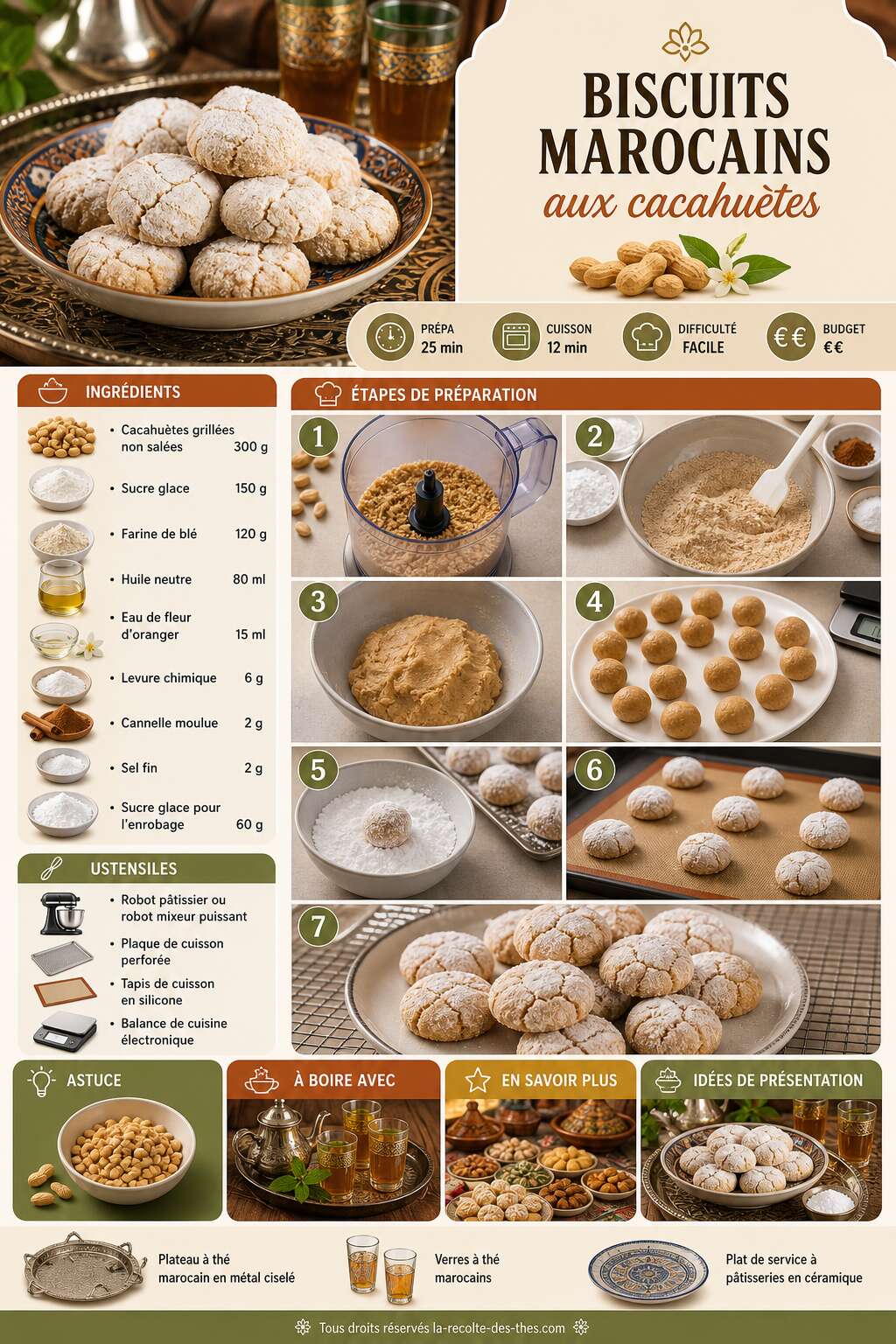 Fiche recette Recette de biscuits marocains aux cacahu&egrave;tes