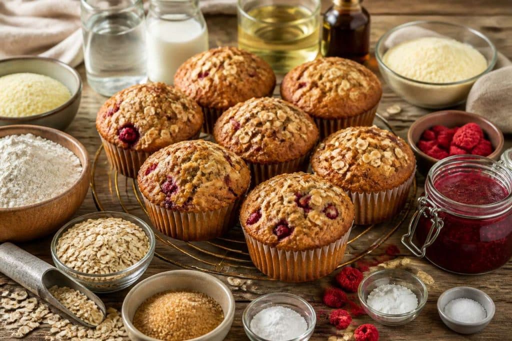 Recette facile de muffins aux framboises et à l'avoine