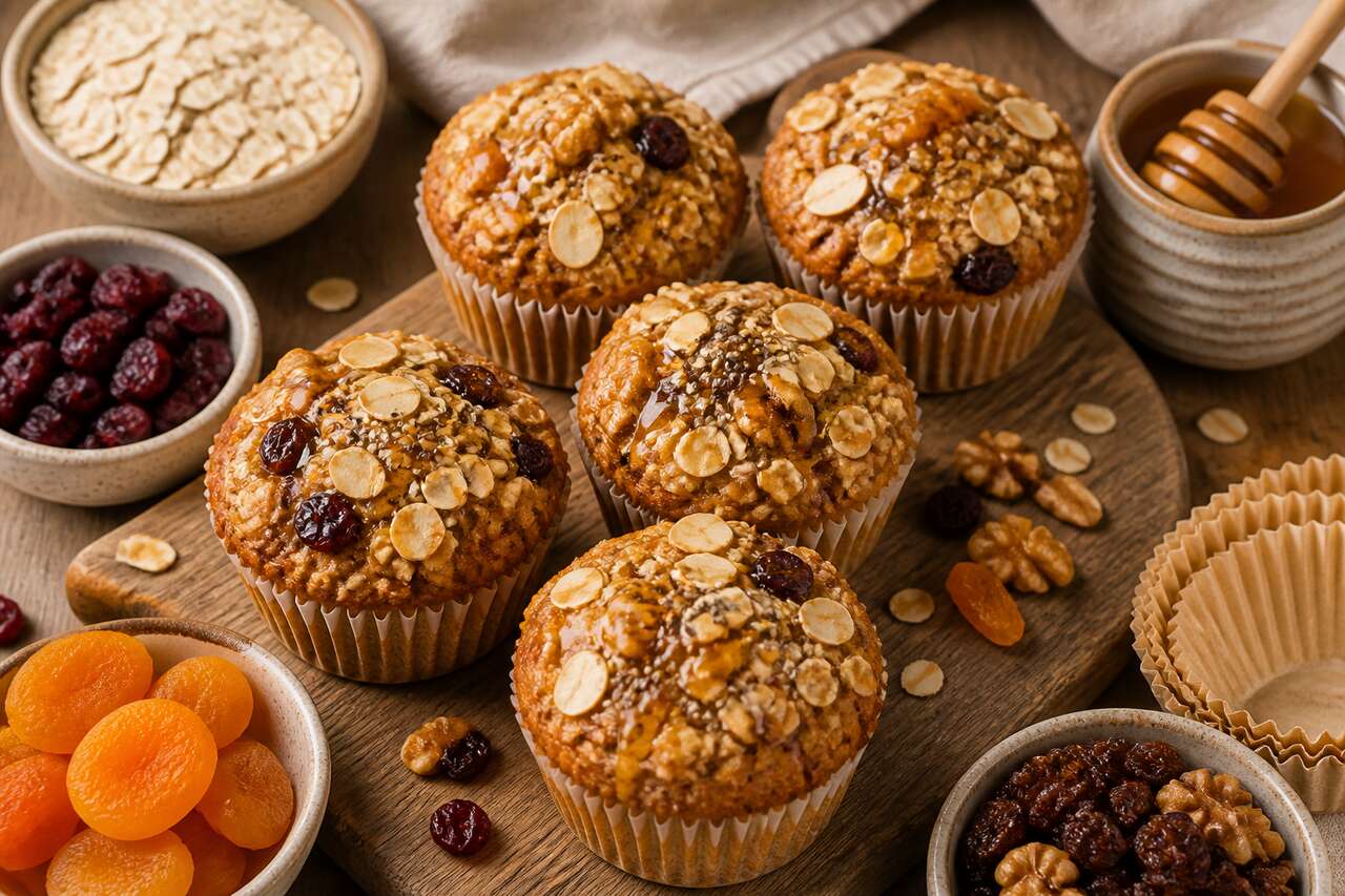 Recette de muffins aux flocons d'avoine et aux fruits secs