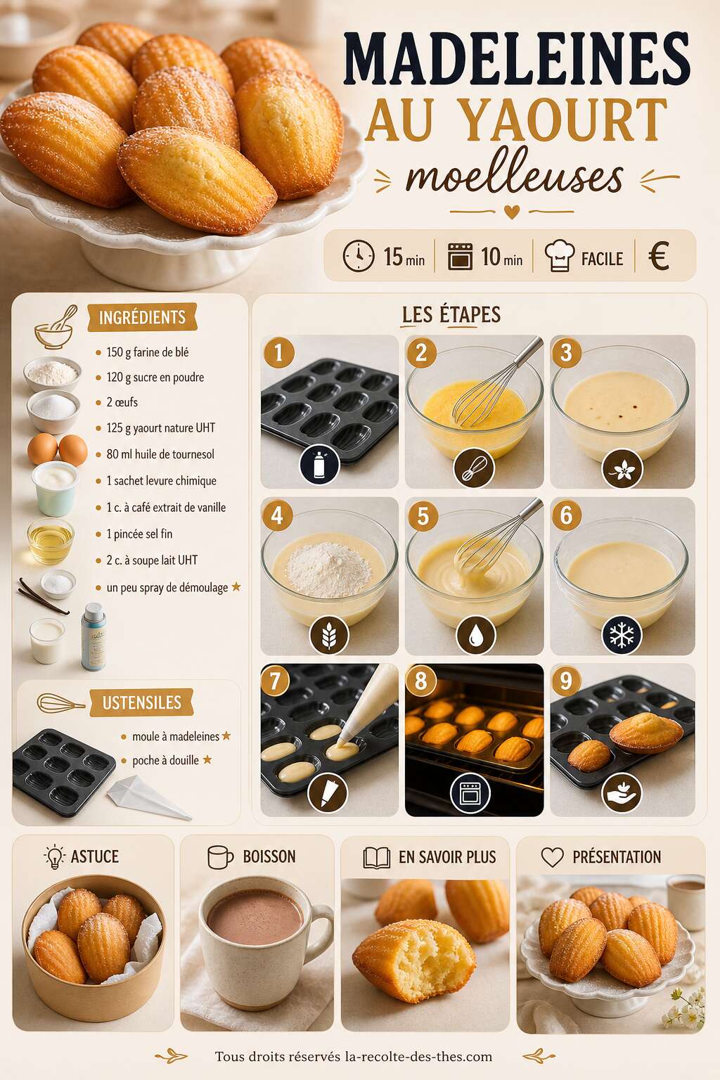 Fiche recette Recette facile de madeleines au yaourt moelleuses Fiche recette Recette facile de madeleines au yaourt moelleuses