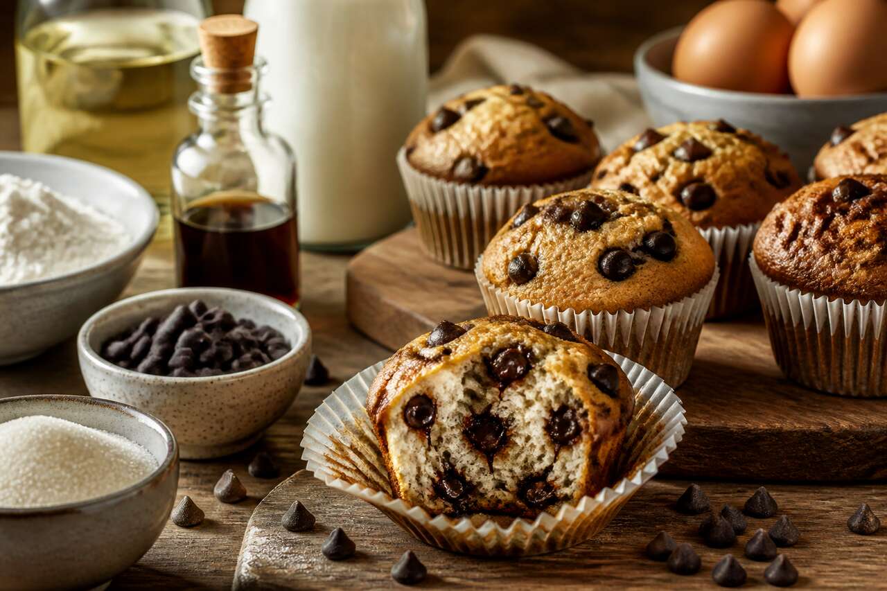 Recette facile de muffins aux p&eacute;pites de chocolat au Monsieur Cuisine