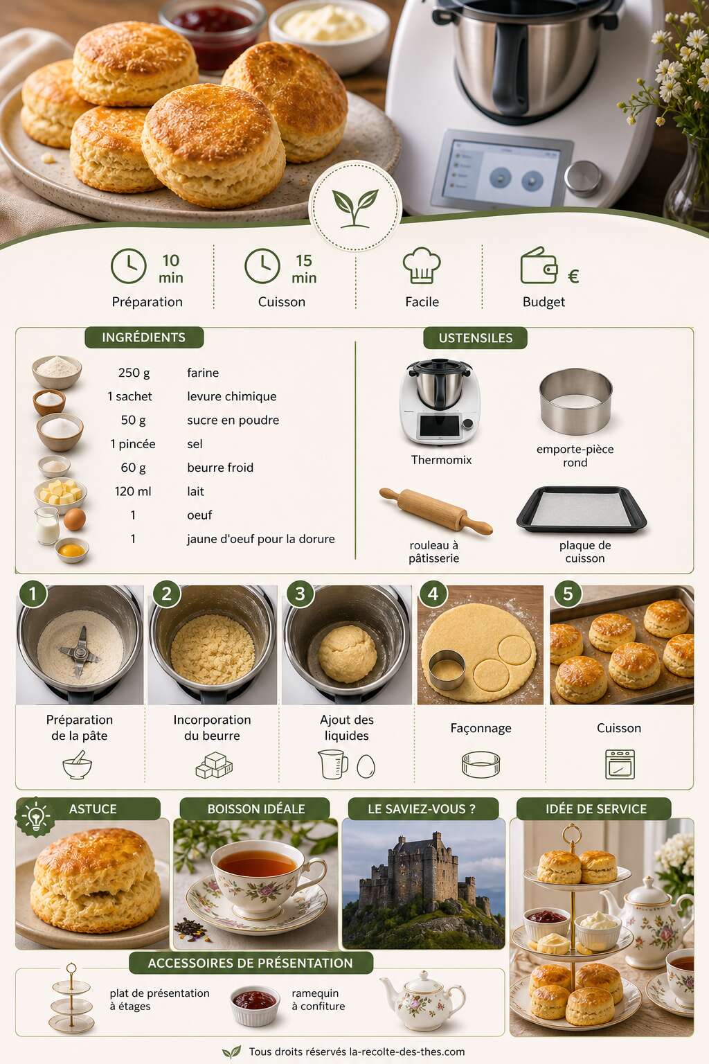 Fiche recette Recette de scones au Thermomix : facile et rapide Fiche recette Recette de scones au Thermomix : facile et rapide