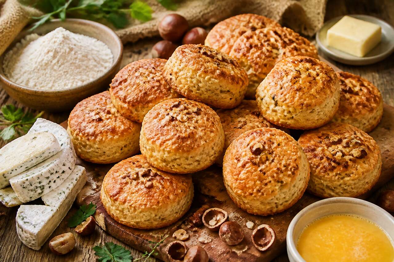Recette de biscuits sal&eacute;s au Boursin et noisettes