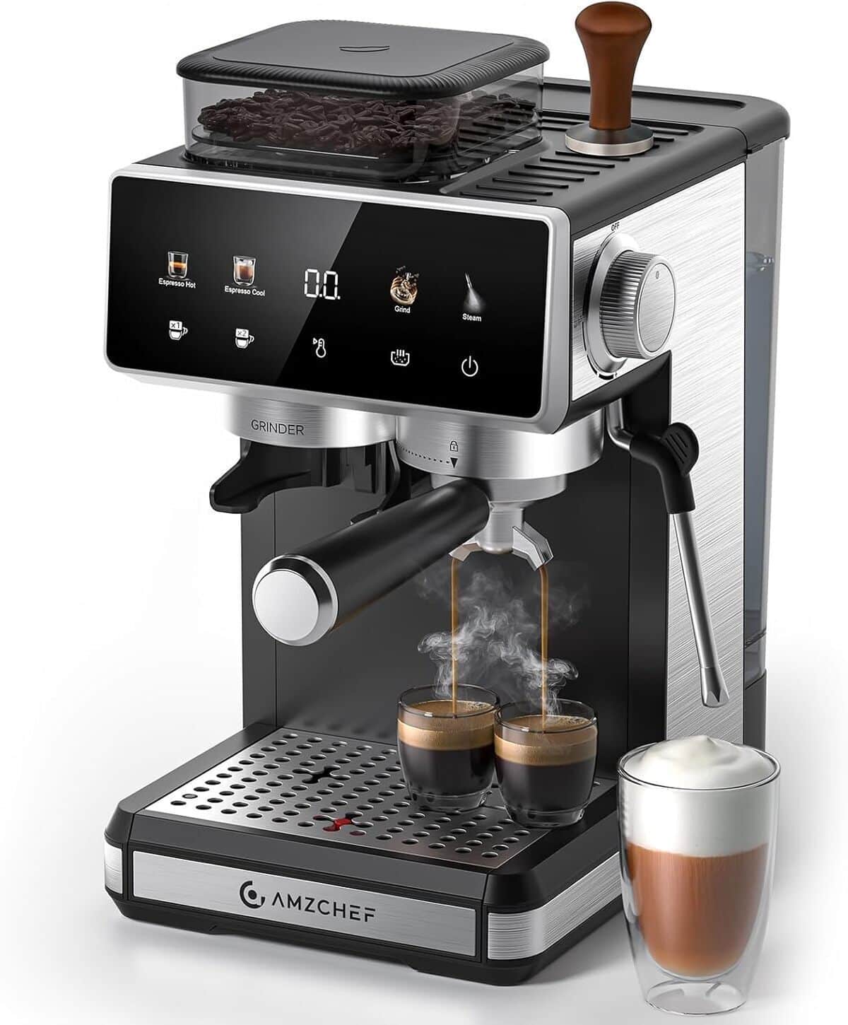 Test de la cafetière AMZCHEF expresso 20 bar avec broyeur