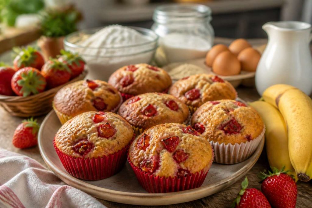 Recette facile de muffins à la banane et à la fraise