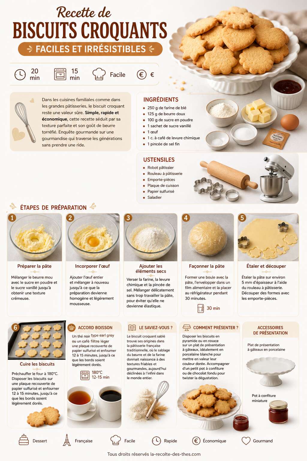 Fiche recette Recette de biscuits croquants faciles et irr&eacute;sistibles